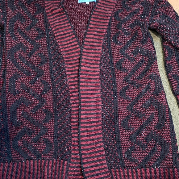 Red and black open women’s cardigan sweater! Dina be. Size- medium! Gently worn - Picture 2 of 9